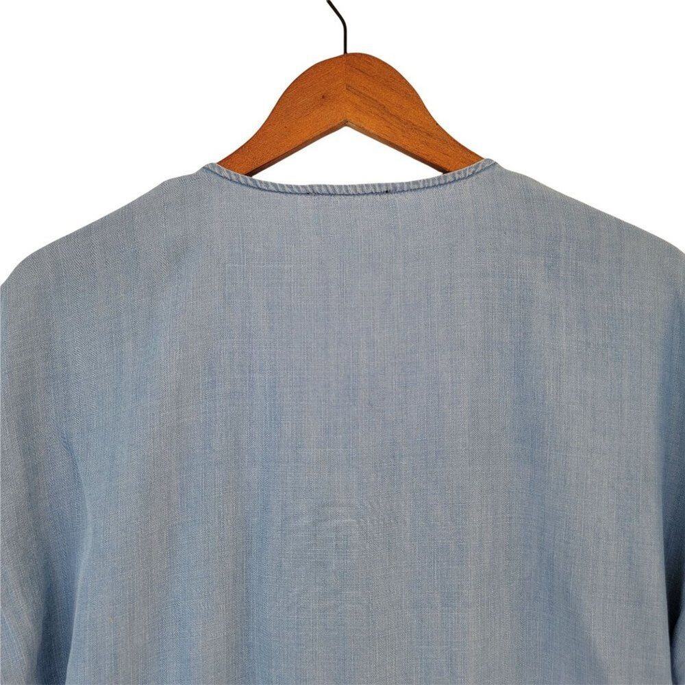 Saks Fifth Avenue Chambray Button Down Dress Womens Size M Light Blue Lyocell - Picture 7 of 10